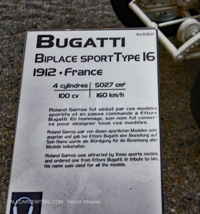  Bugatti 
Biplace Sport Type 16 1912 Musee National 
de l'automobile 2015 Patrick Wheeler 
Photo 