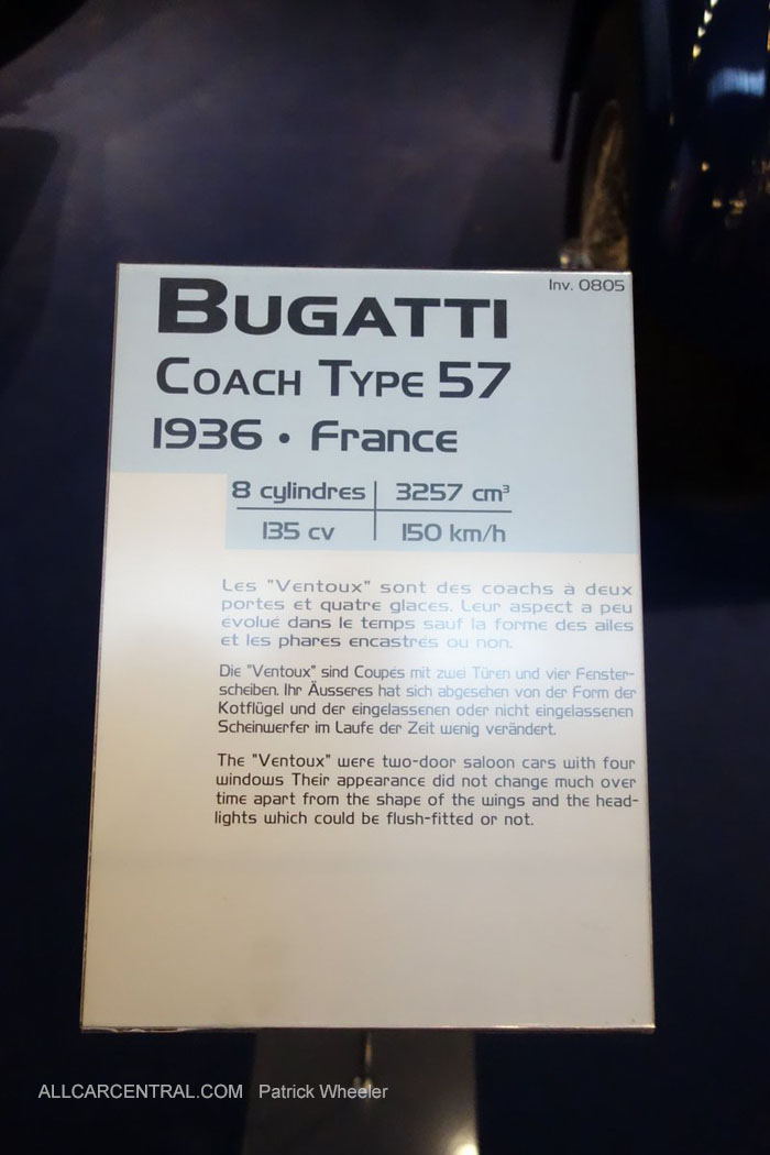 Bugatti Coach 
Type 57 1936 Musee National de 
l'automobile 2015 Patrick Wheeler Photo 
