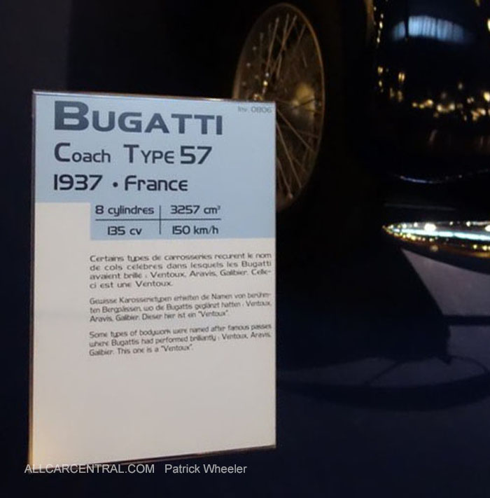  Bugatti Coach 
Type 57 1937  Musee National de 
l'automobile 2015 Patrick Wheeler Photo 
