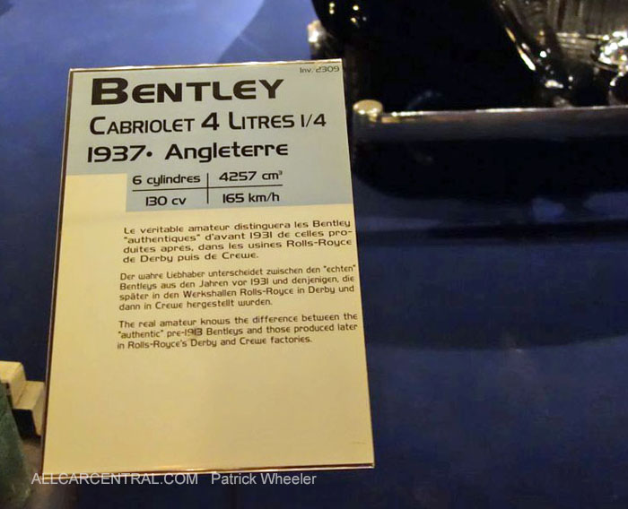  Bentley Cabriolet 4.25 1937  Musee National de l'automobile 2015