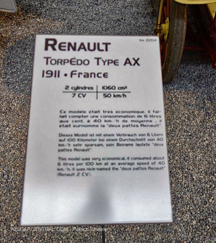  Renault Torpedo Type AX 1911   Musee National de l'automobile 2015