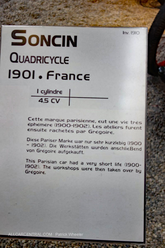  Soncin Quadricycle 1901   Musee National de l'automobile 2015