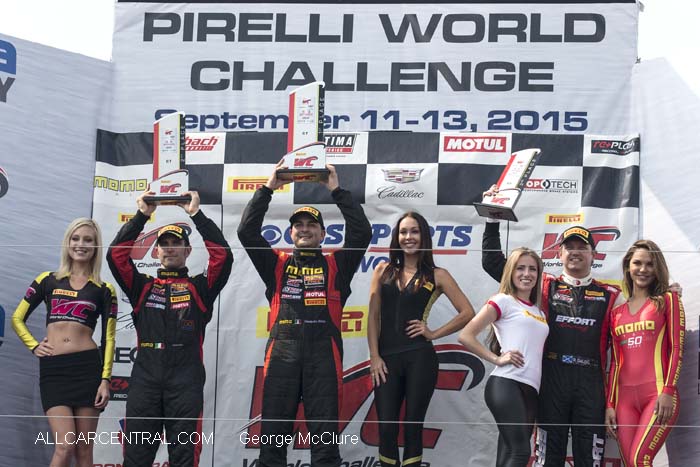 1 Alessandro Balzan; 2 Alessandro PierGuidi; 3 Ryan Dalziel  Pirelli World Challenge Mazda Raceway Laguna Seca 2015