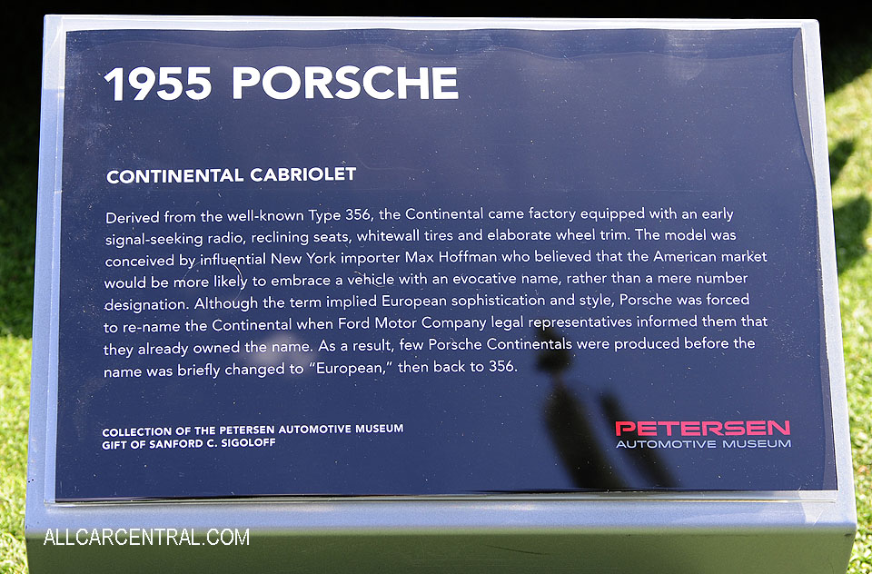  Porsche 356 Contintental Cabriolet 1955 Porsche Works Monterey 2017 