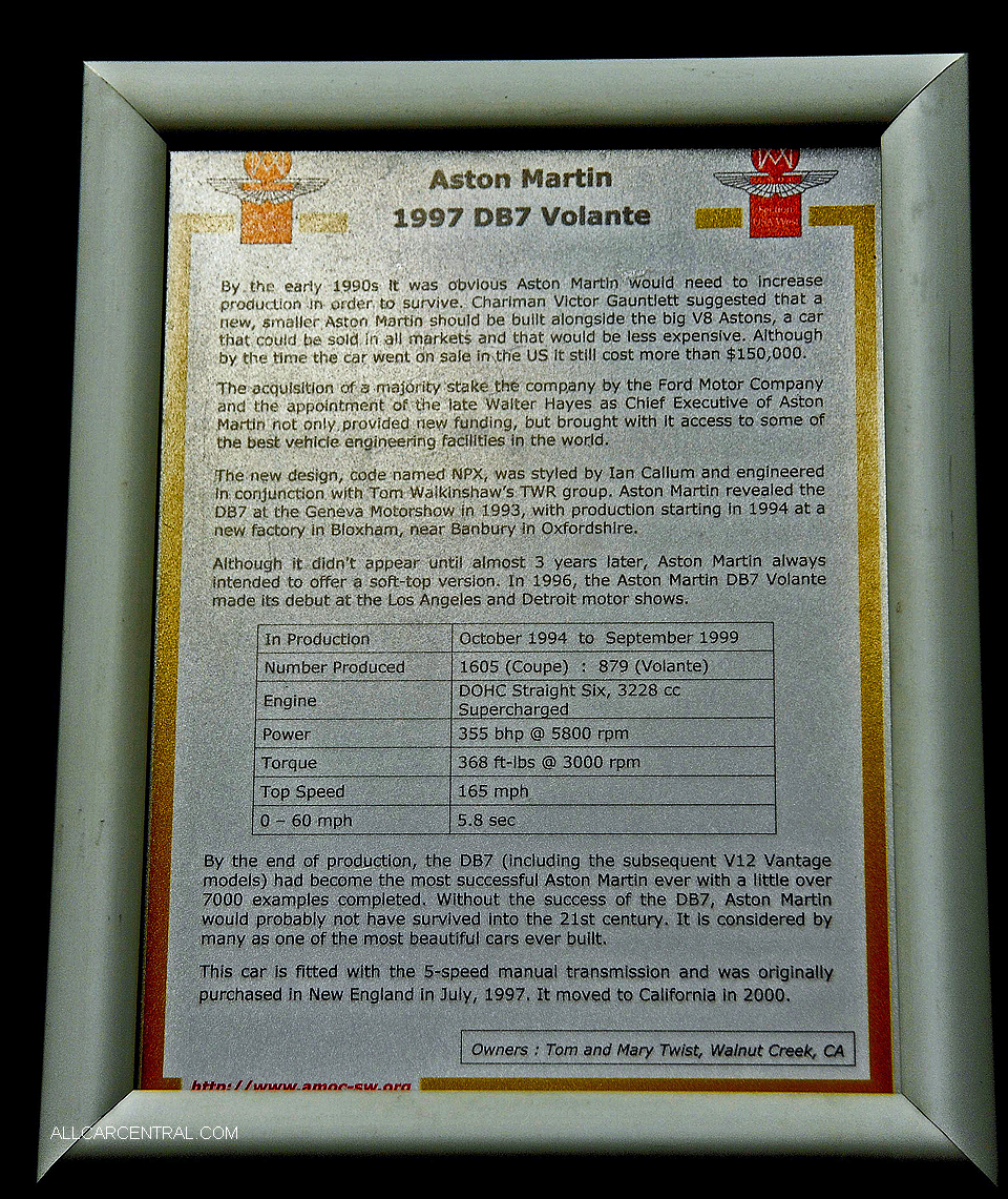 Aston Martin DB7 Volante 1997 San Francisco Chronicle Annual International Auto Show