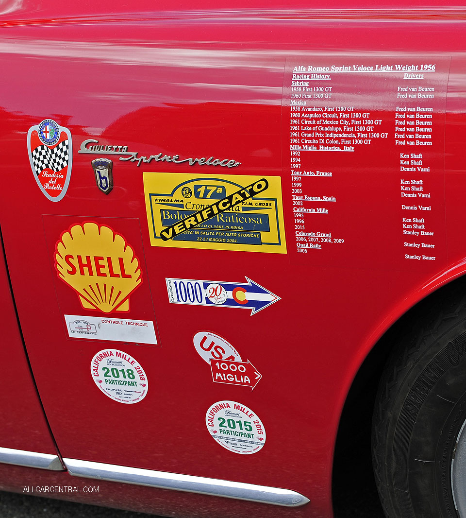 Alfa Romeo Giulietta Sprint Veloce LW 1956 California Mille 2018