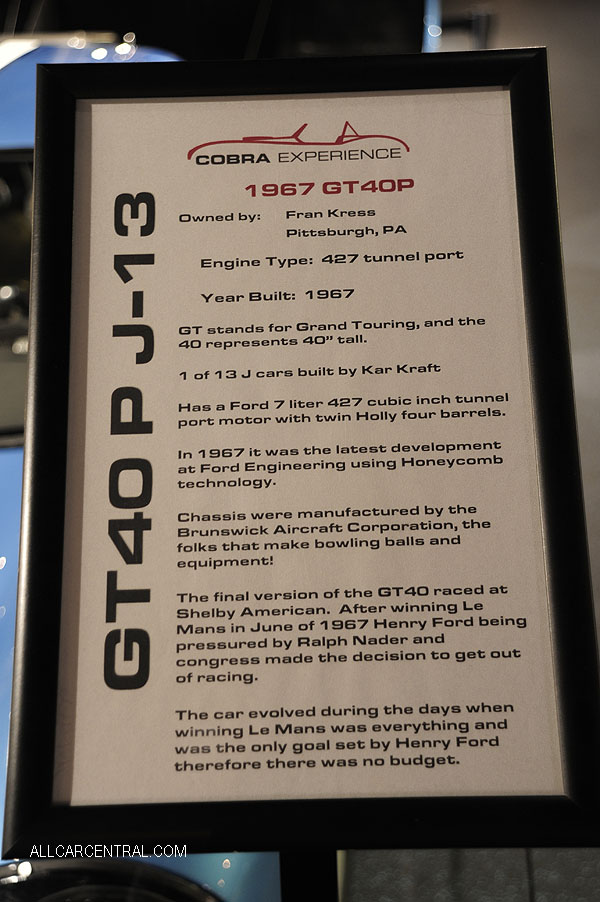  Ford GT40 427 sn-GT40PJ-13 1967 Cobra Experience Museum 
