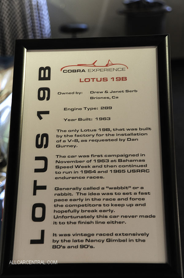  Lotus 19B Ford 289 1963 Cobra Experience Museum 