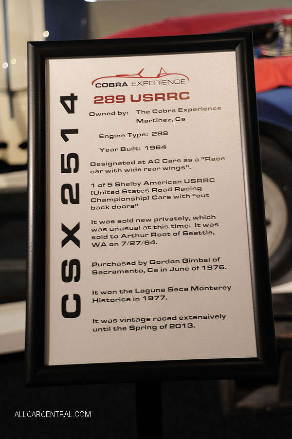  Shelby Cobra 289USRRC sn-CSX2514 1964 Cobra Experience Museum 