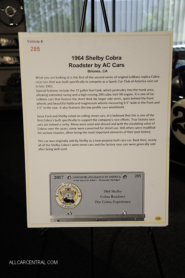  Shelby Cobra 289 sn-CSX2154 LeMans Car 1963 Cobra Experience Museum 
