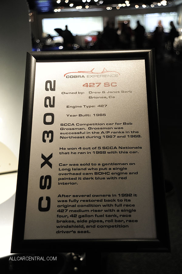  Shelby Cobra 427SC sn-SCX3022 1965 Cobra Experience Museum 