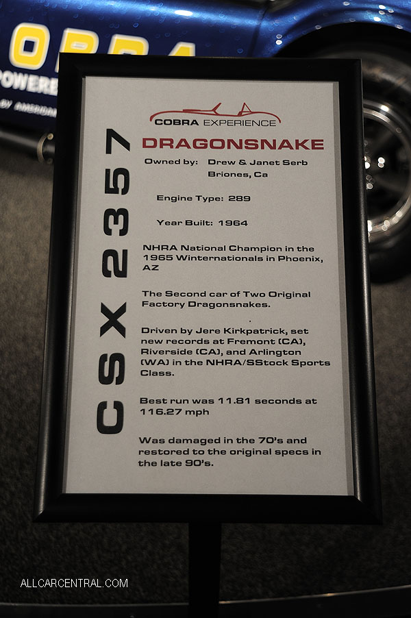  Shelby Cobra Dragonsnake 289 sn-CSX2357 1964 Cobra Experience Museum 
