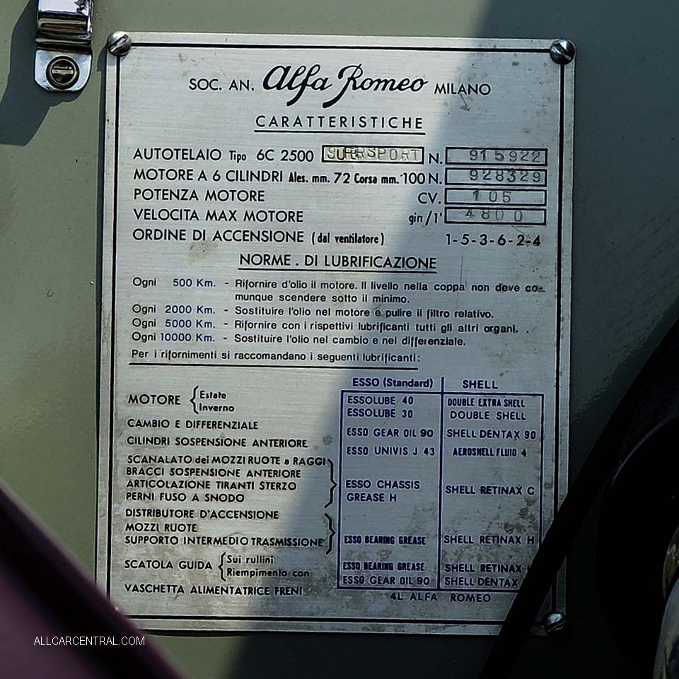 Alfa Romeo Type 6C 2500 Super Sport sn-915922 1951 Concorso Italiano 2018