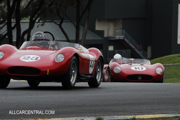 Chuck Wegner Maserati 200 SI leads Steven Read Maserati 300S