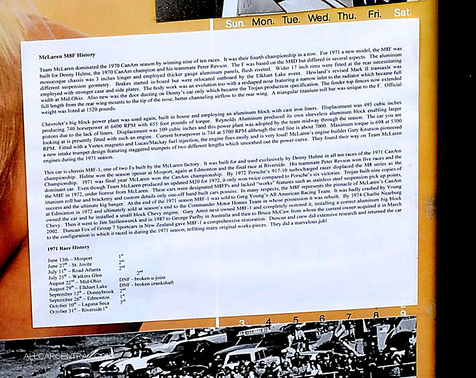  McLaren CANAM M8F 
sn-M8F-1 1971 Monterey Motorsports 
Reunion 2016 