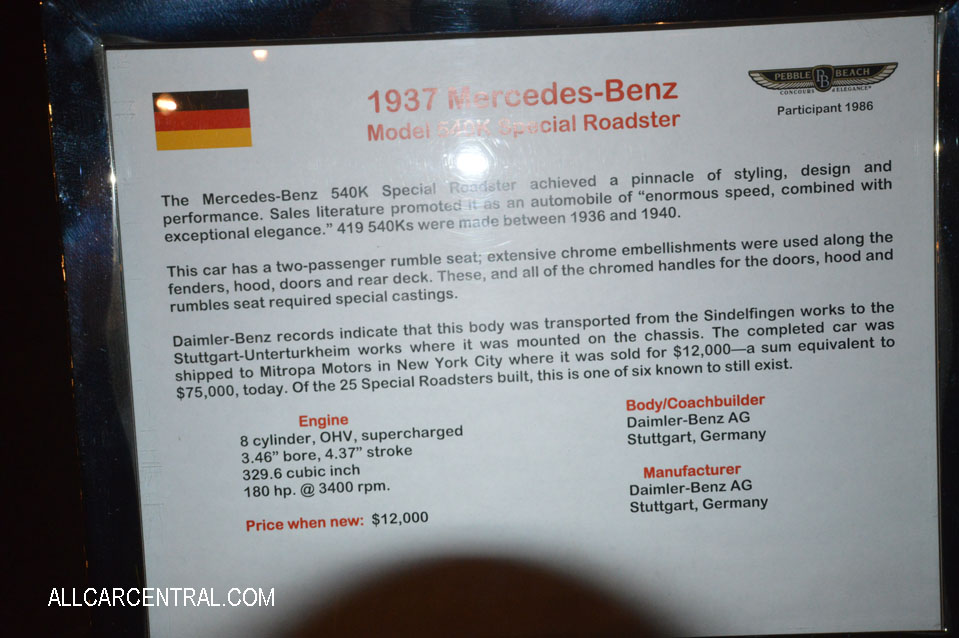  Mercedes-Benz 540K Special Roadster 1937 Blackhawk Jack Carpenter 