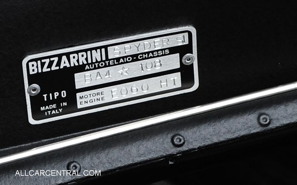  Bizzarrini 5300 Spyder Stile 
Italia sn-BA4-108 1968 R08 PB 2016 
Pebble Beach Concours 2016