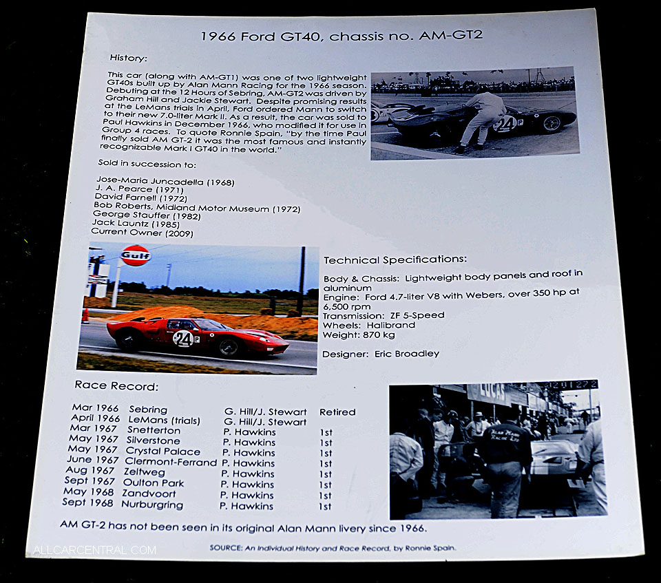  Ford GT40 P AM-GT2 1966 Pebble Beach Concours d'Elegance