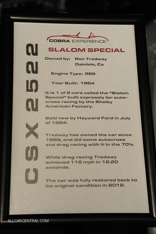 Shelby Cobra 289 Slalom Special sn-CSX2522 1964 Cobra Experience Museum