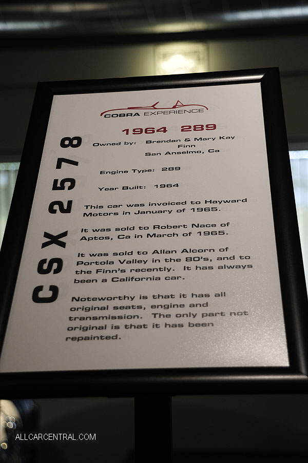Shelby Cobra 289 sn-CSX2578 1964 Cobra Experience Museum