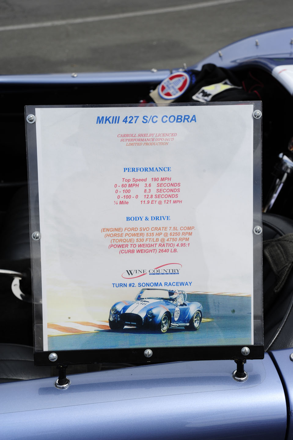Shelby MKIII 427 Superformance-Corbra sn-SPO-0417 1966 Corte Madera Centennial CarShow 2016