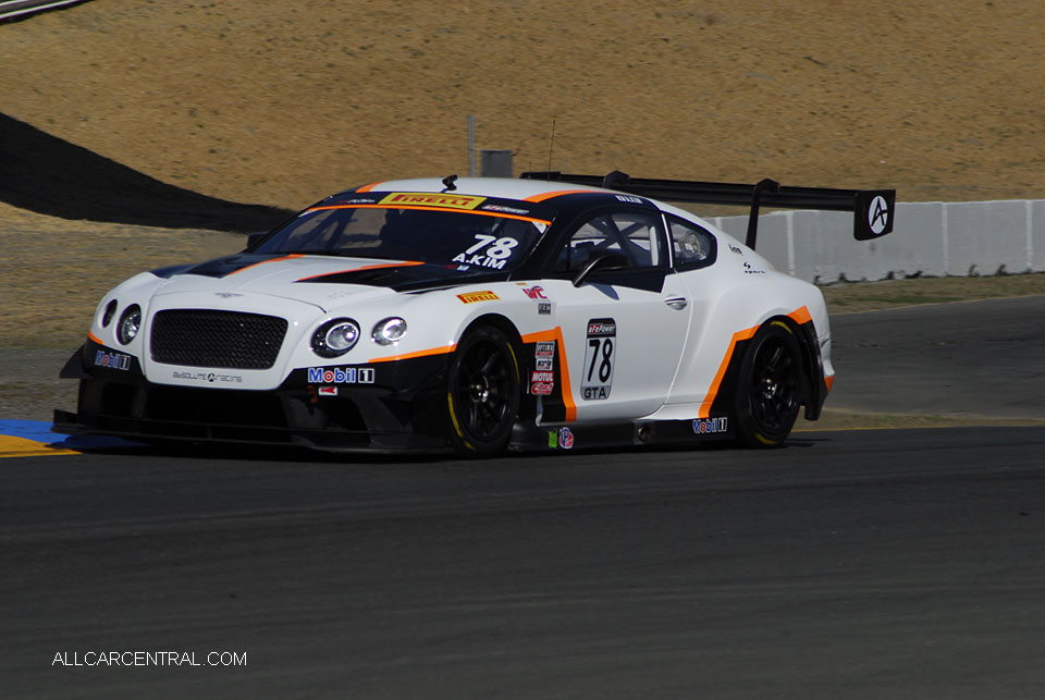 Bentlley Continental GT3 Andrew Kim Pirelli World Challenge Sonoma Raceway 2016