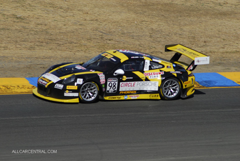 Porsche 911 GT3R Michael Lewis Pirelli World Challenge Sonoma Raceway 2016