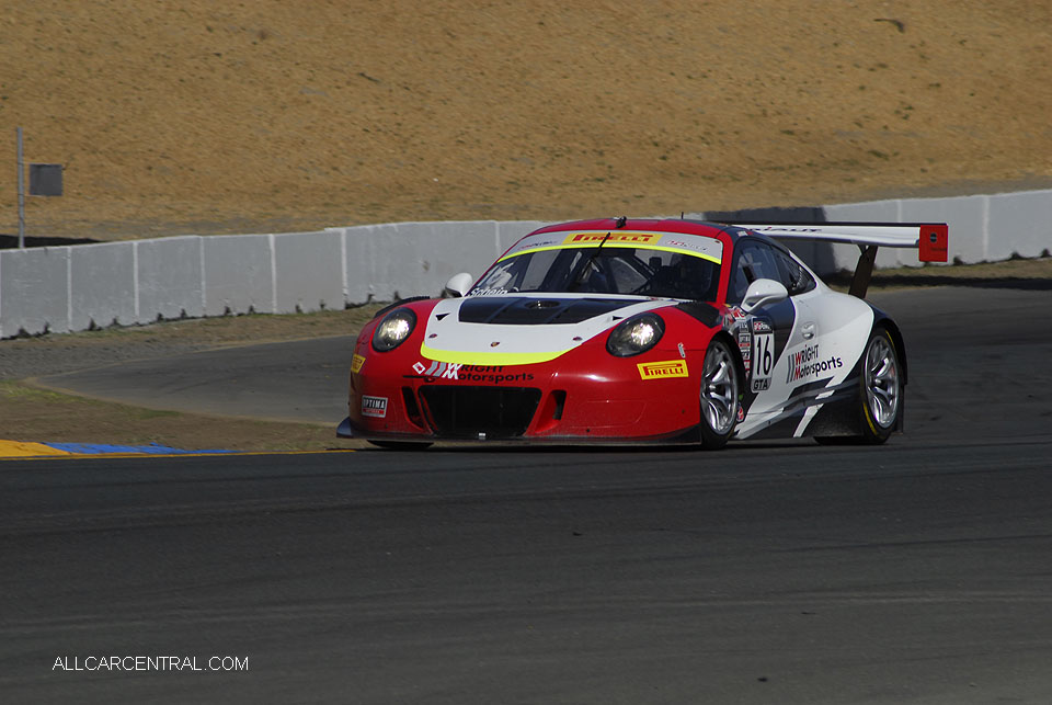 Porsche 911 GT3R Michael Schein Pirelli World Challenge Sonoma Raceway 2016