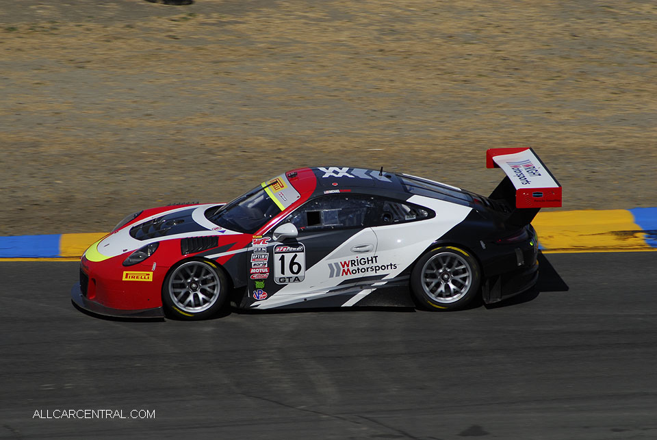 Porsche 911 GT3R Michael Schein Pirelli World Challenge Sonoma Raceway 2016