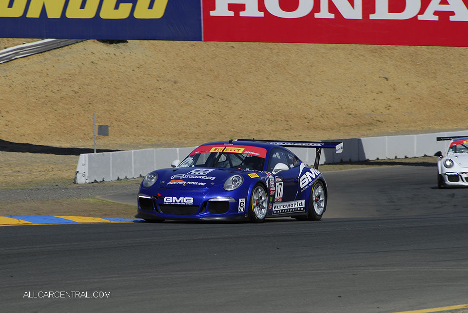 Porsche 911 GT3 Cup Alec Udell Pirelli World Challenge Sonoma Raceway 2016