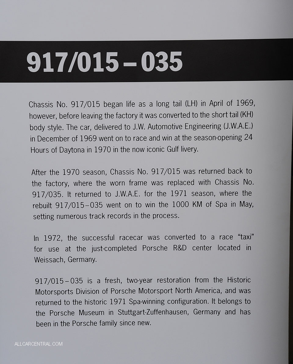 Porsche 917 sn-917 015-035 1969 Rennsport Reunion 2015